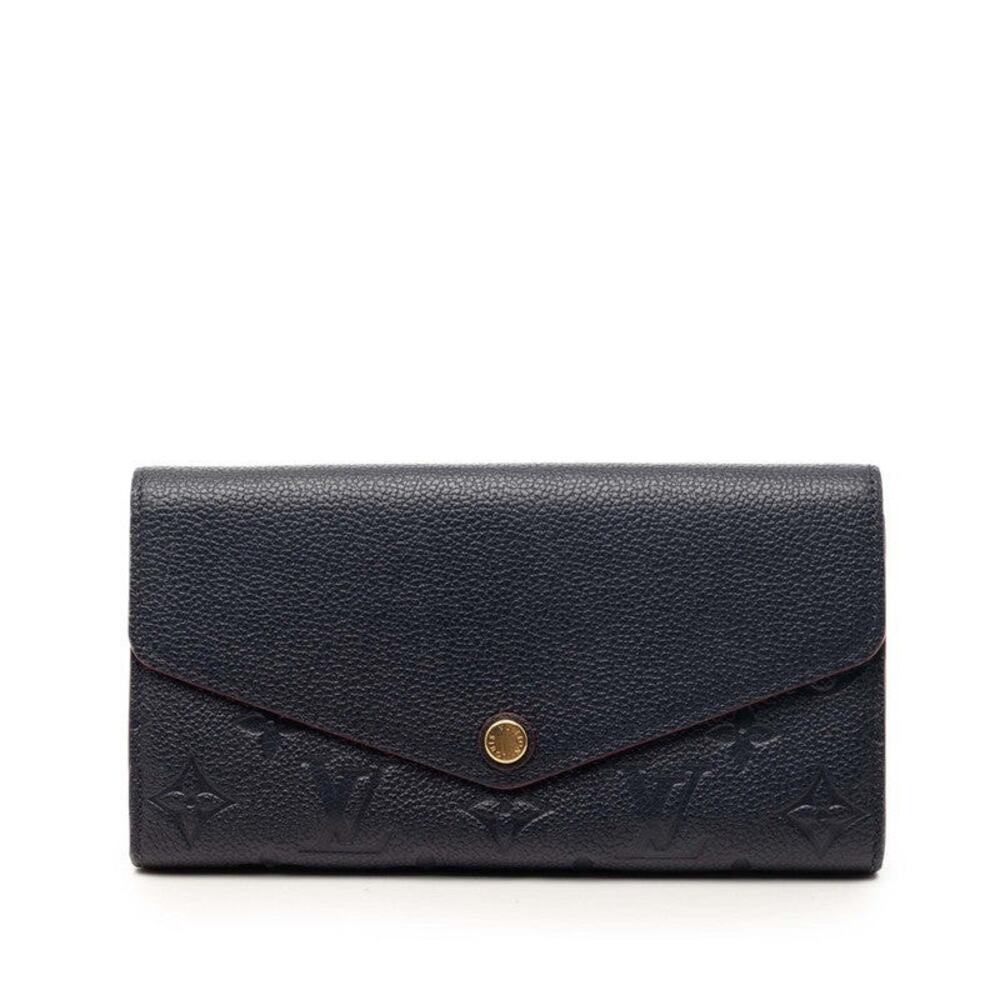 Louis Vuitton Monogram Empreinte Leather Portefeuille Sarah Long Wallet Navy